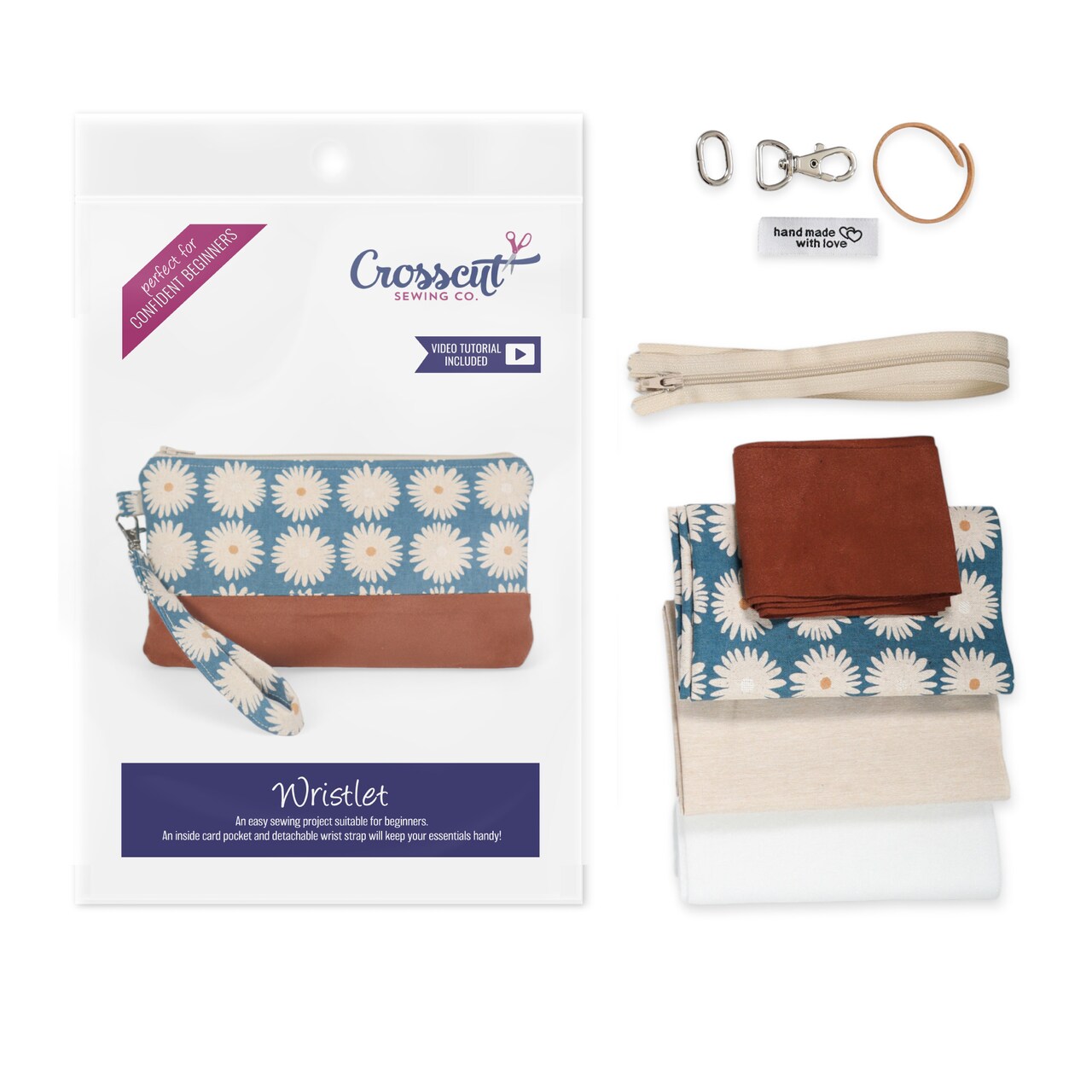 Crosscut Sewing Co.® Wristlet Sewing Kit - Beginner Sewing Project Kit